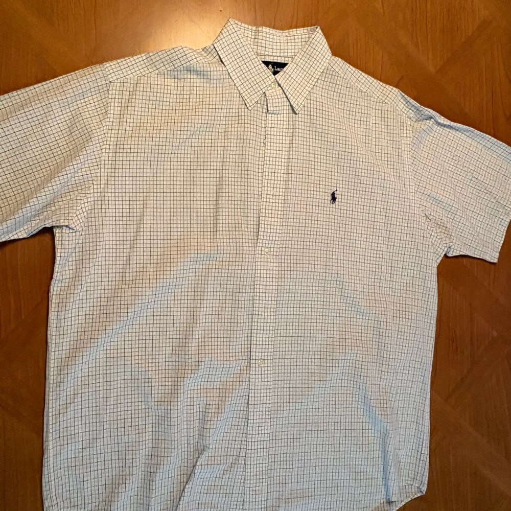 Ralph Lauren White and Blue Plaid Short Sleeve Shirt
